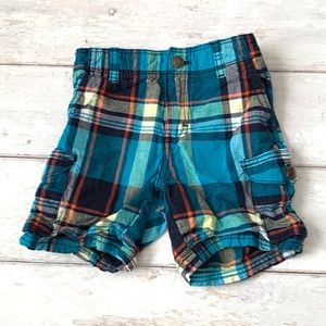 Carter’s 24m Boys Blue Plaid Cargo Shorts Baby Toddler Summer Clothes